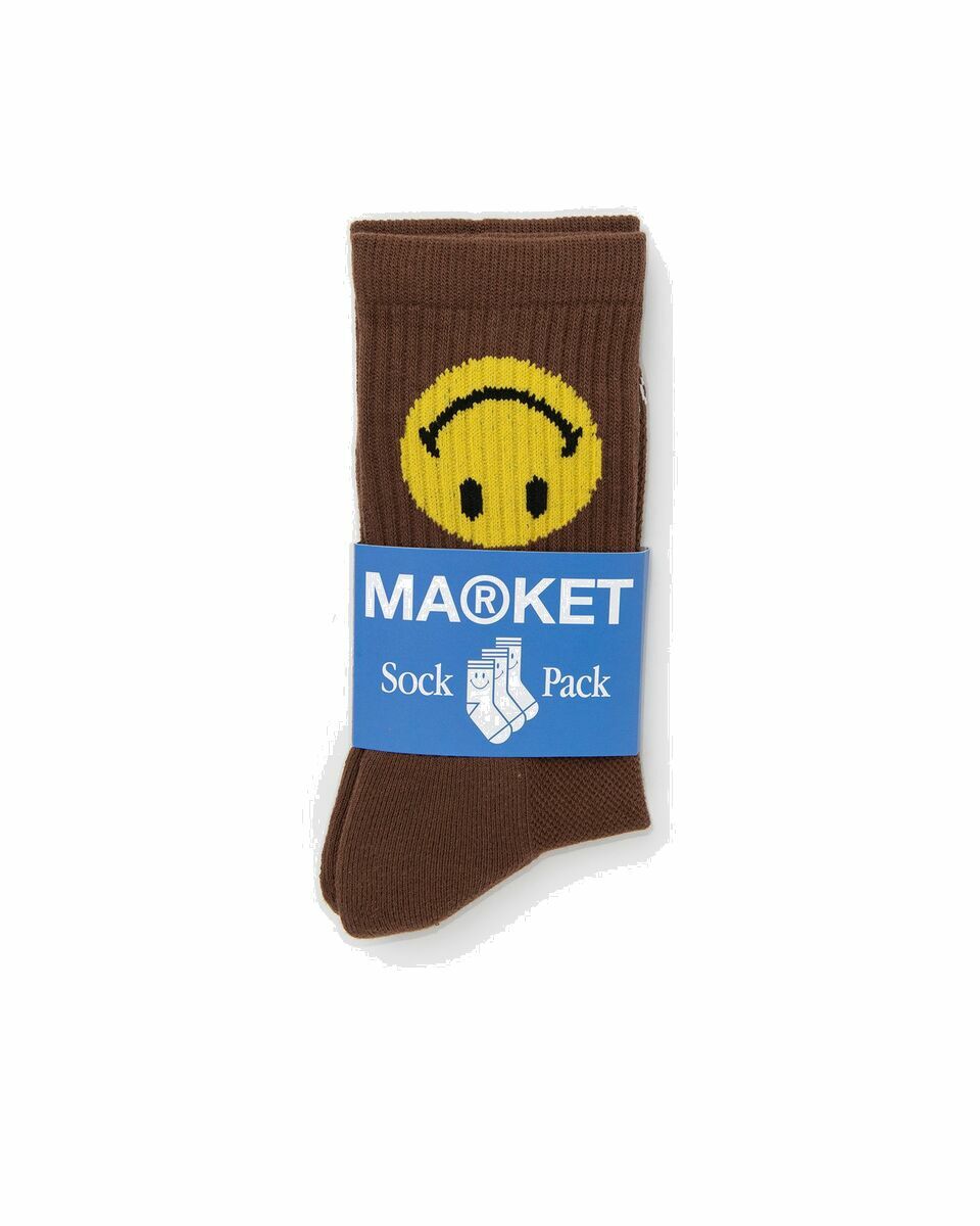 Photo: Market Smiley Upside Down Socks Brown - Mens - Socks