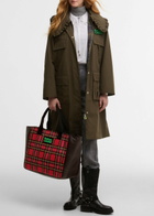 Barbour X Ganni Logo-embroidered Tartan Waxed Cotton Tote - Red - One Size