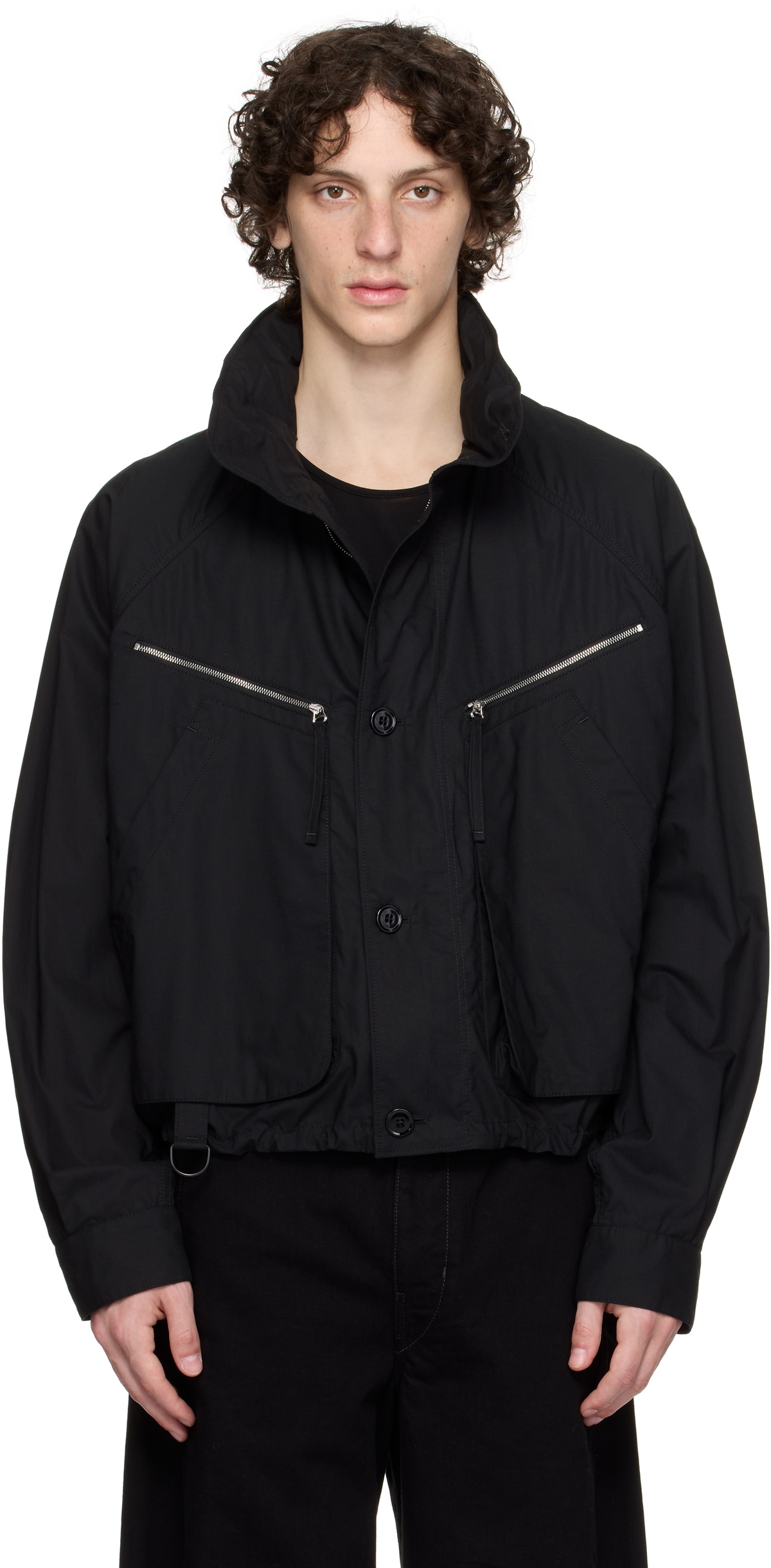 ジャケット・アウター LEMAIRE PARACHUTE BLOUSON BLACK 25SS LEMAIRE Black Parachute Jacket Lemaire