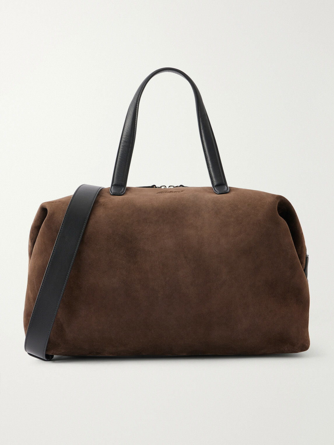 Brioni - Leather-Trimmed Suede Weekend Bag - Brown