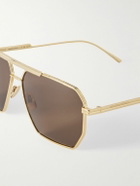 Bottega Veneta - Aviator-Style Gold-Tone Sunglasses