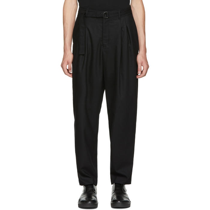 Photo: Undecorated Man Black Two-Tuck Wide Trousers