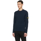 Stone Island Blue Rib Knit Sweater