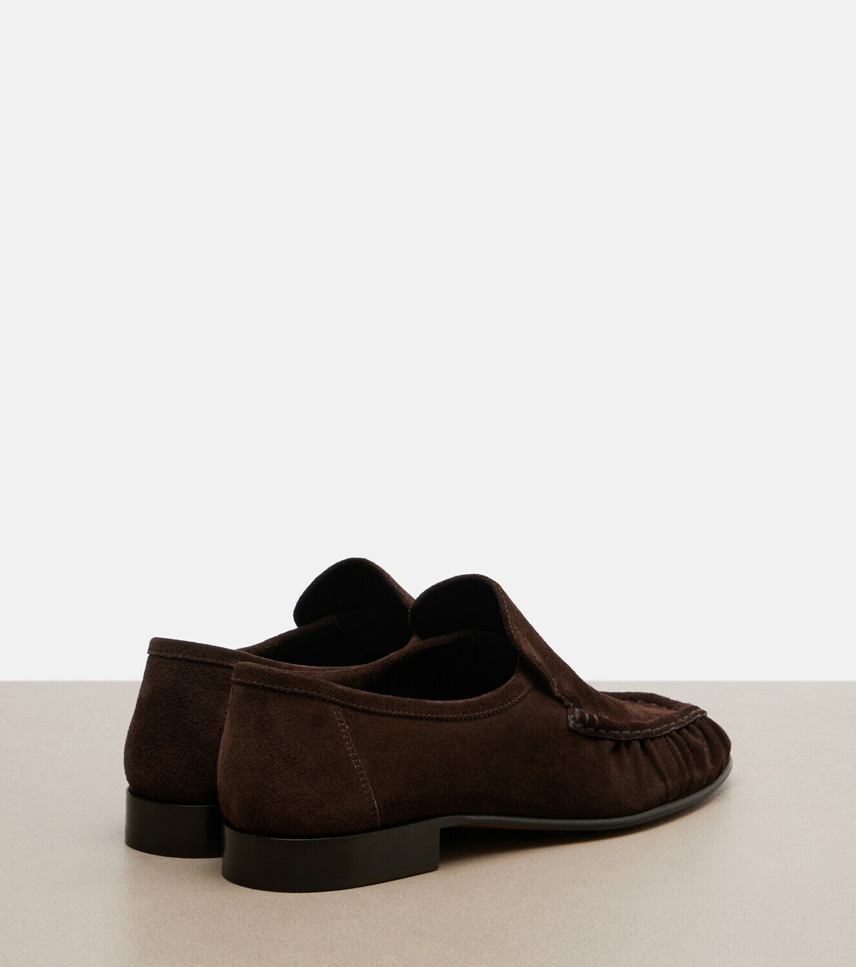 The Row Soft ruched suede loafers