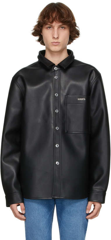 Photo: Axel Arigato Black Faux-Leather Thames Overshirt