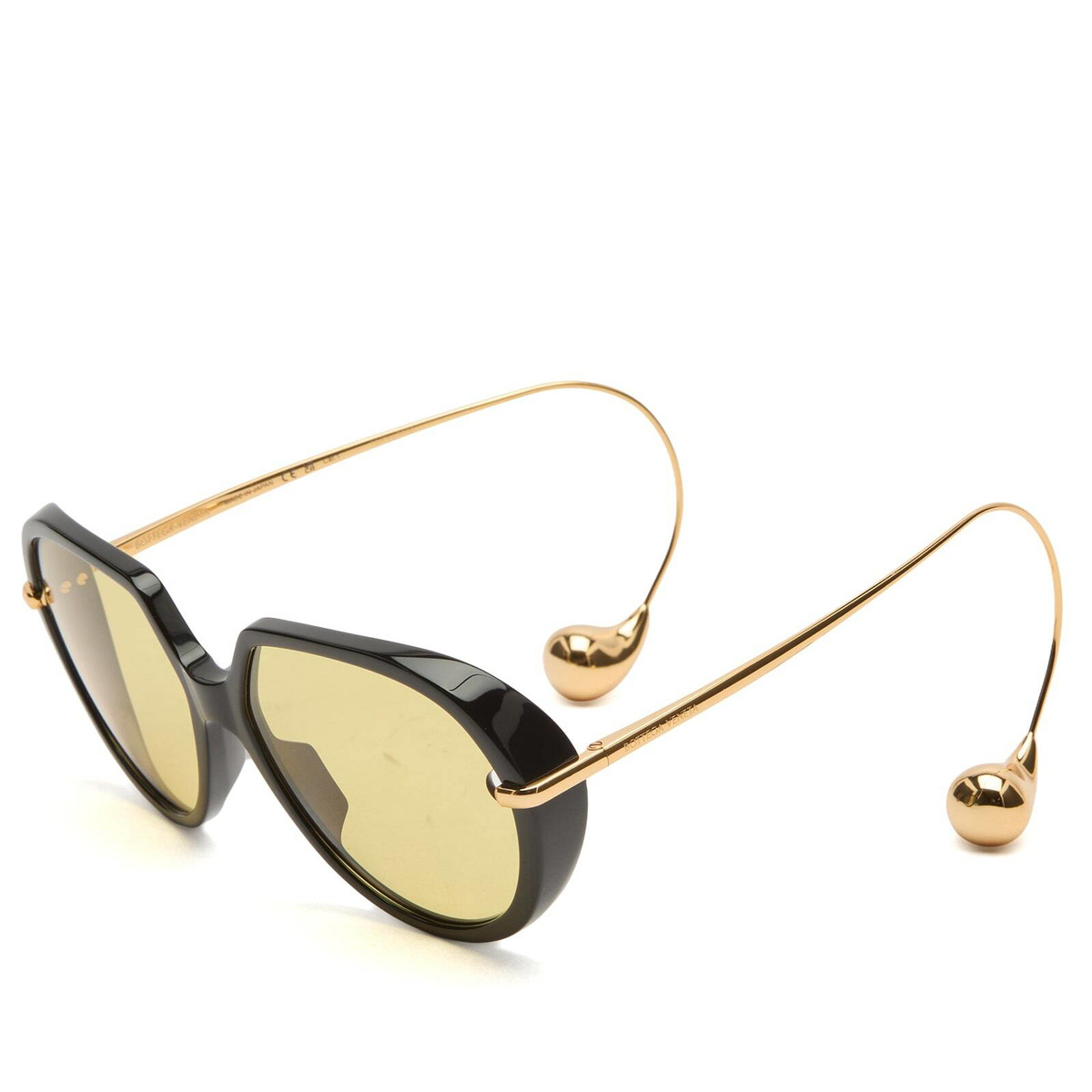 Bottega Veneta Eyewear Bottega Veneta BV1436S Drop Sunglasses in Black/Gold/Yellow 