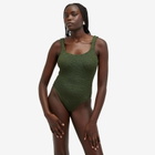 Hunza G Women's Square Neck Swimsuit in Metallic Khaki 