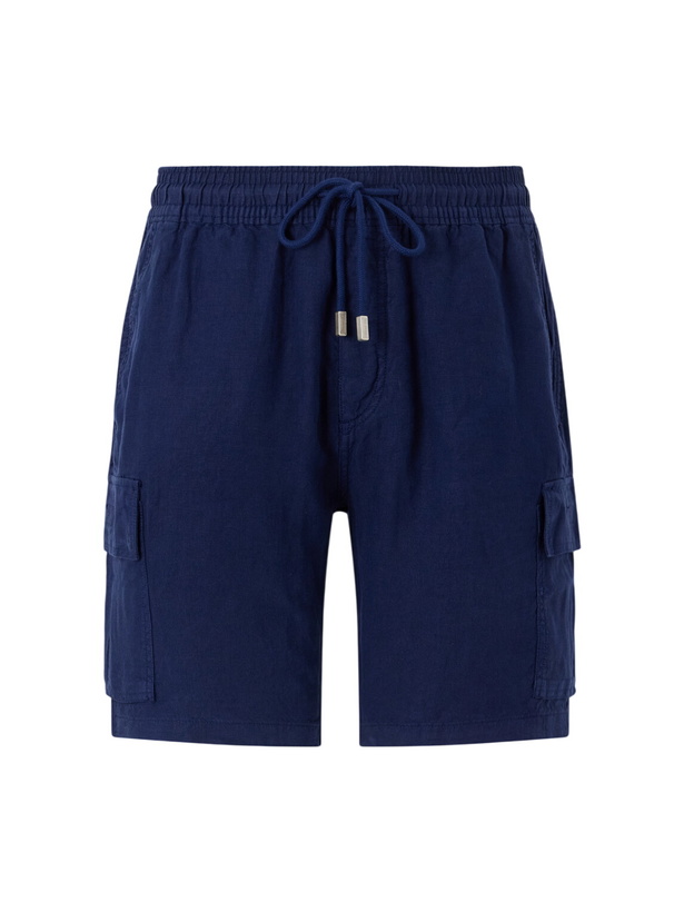 Photo: Vilebrequin - Baie Straight-Leg Linen Drawstring Cargo Shorts - Blue