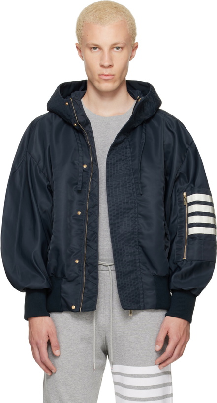 Photo: Thom Browne Navy Tech Twill Blouson Jacket