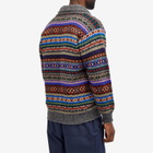 Jamieson's of Shetland Men's Fair Isle Shawl Collar Cardigan in Derby Grey