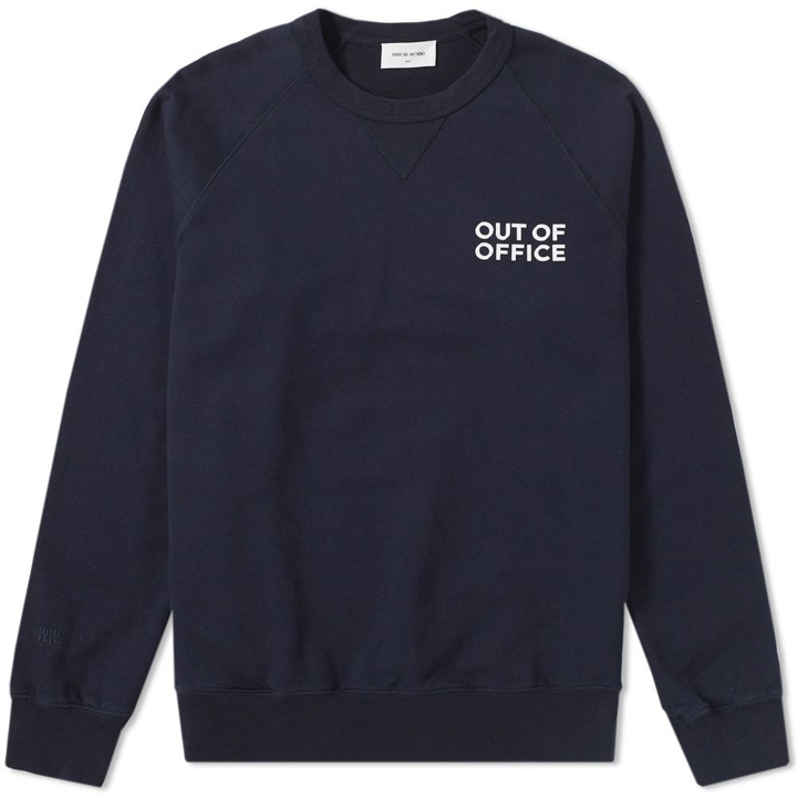 Photo: Wood Wood Out of Office Hester Crew Sweat Blue