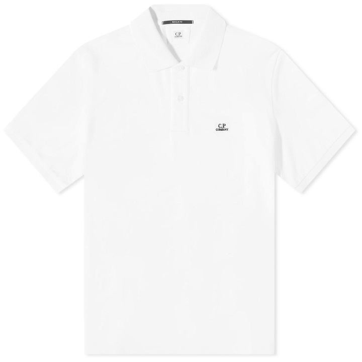 Photo: C.P. Company Men's Patch Logo Polo Shirt in Gauze White