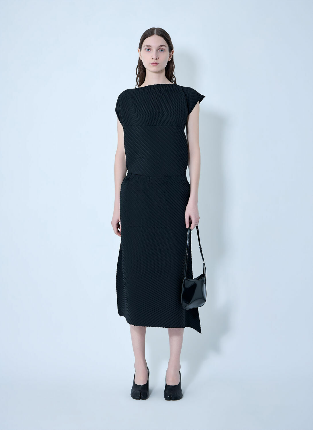 Issey Miyake Diagonal Textured Midi Skirt