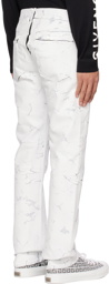 Givenchy White Crackled Zip Jeans