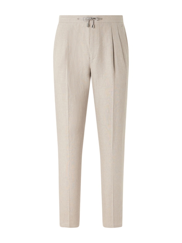 Photo: De Petrillo - Straight-Leg Pleated Linen Suit Trousers - Neutrals