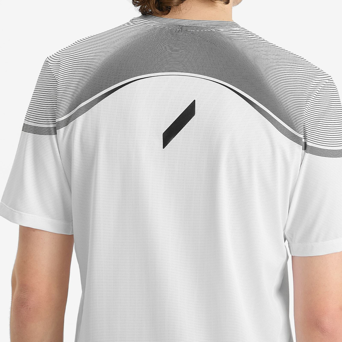 SOAR Men's Printed Tech T-Shirt in White/Black Stripe