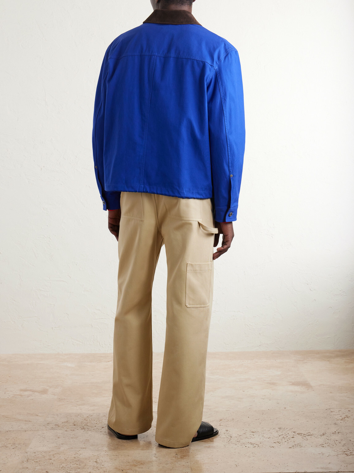 LOEWE - Suede-Trimmed Cotton Jacket - Blue