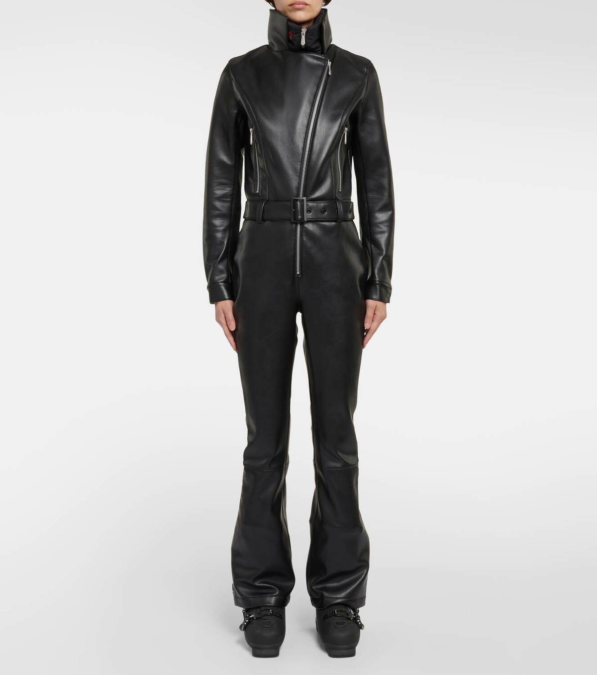 Black Aurora flared faux-leather ski trousers, Perfect Moment