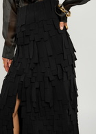 A.W.A.K.E Mode Laser-cut Crepe Maxi Skirt Black