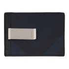 Burberry Navy and Black London Check Money Clip Card Holder