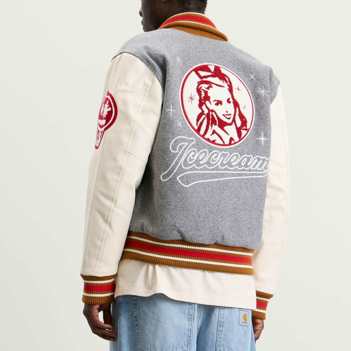 ICECREAM Men's Waitress Varsity Jacket in Grey