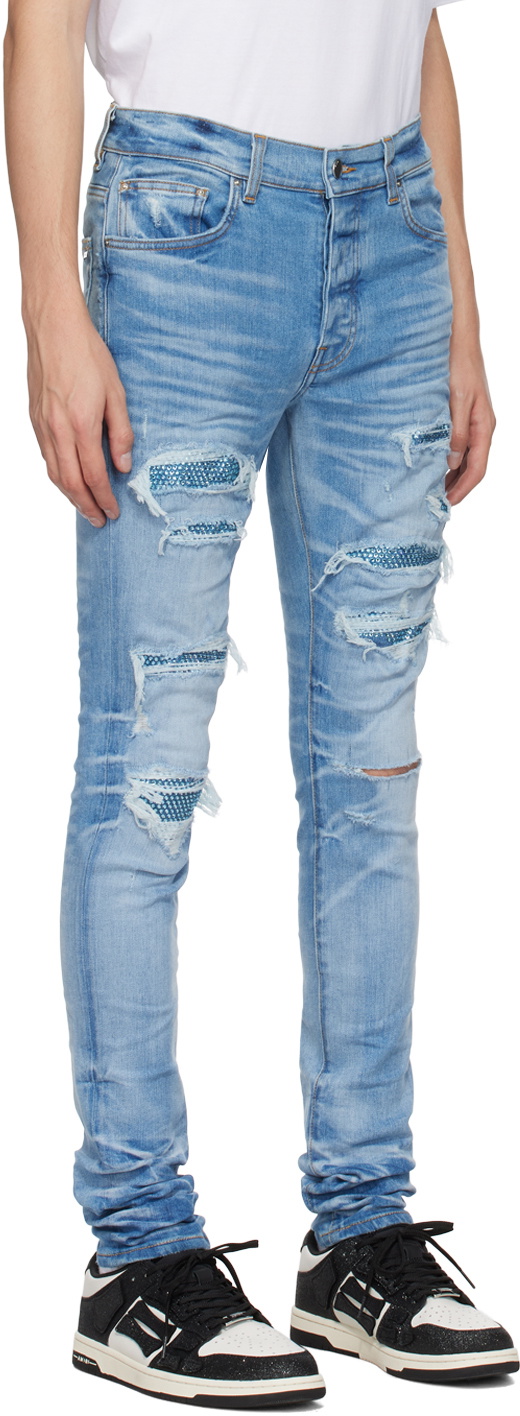 AMIRI Blue Crystal Thrasher Jeans Amiri