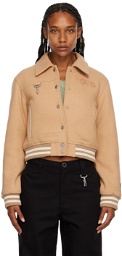 Reese Cooper Tan Embroidered Bomber Jacket