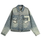A Bathing Ape Men's Cloud Camo Upcycled Denim Trucker Jacket in Navy