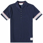Thom Browne Men's Textured Cotton Polo Shirt in Navy