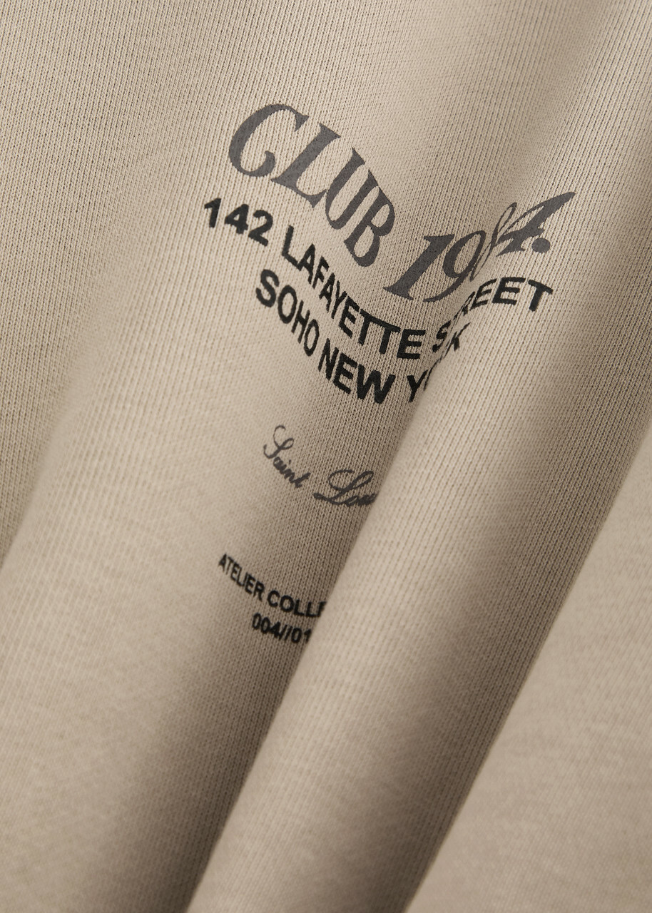 Club 1984 Soho Hooded Cotton Sweatshirt Brown