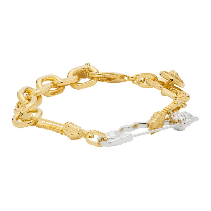 Photo: Versace Gold and Silver Medusa Safety Bracelet
