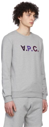 A.P.C. Grey & Burgundy 'V.P.C.' Sweatshirt