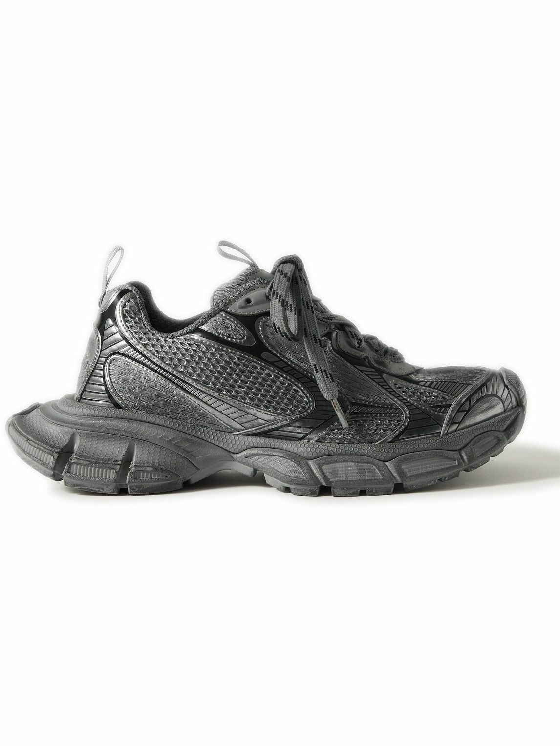 Balenciaga - 3XL Distressed Mesh and Rubber Sneakers - Gray Balenciaga