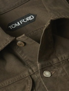 TOM FORD - Stretch-Cotton Moleskin Trucker Jacket - Brown