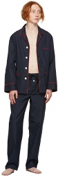 Isaia Navy Cotton 2-Ply Pyjama Set