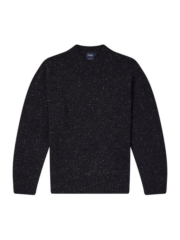Photo: Drake's - Donegal Mélange Wool, Silk and Cashmere-Blend Sweater - Black
