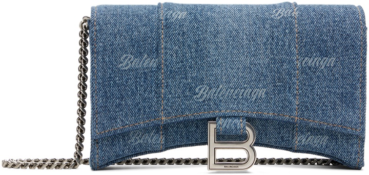 Photo: Balenciaga Blue Hourglass Wallet On Chain Bag