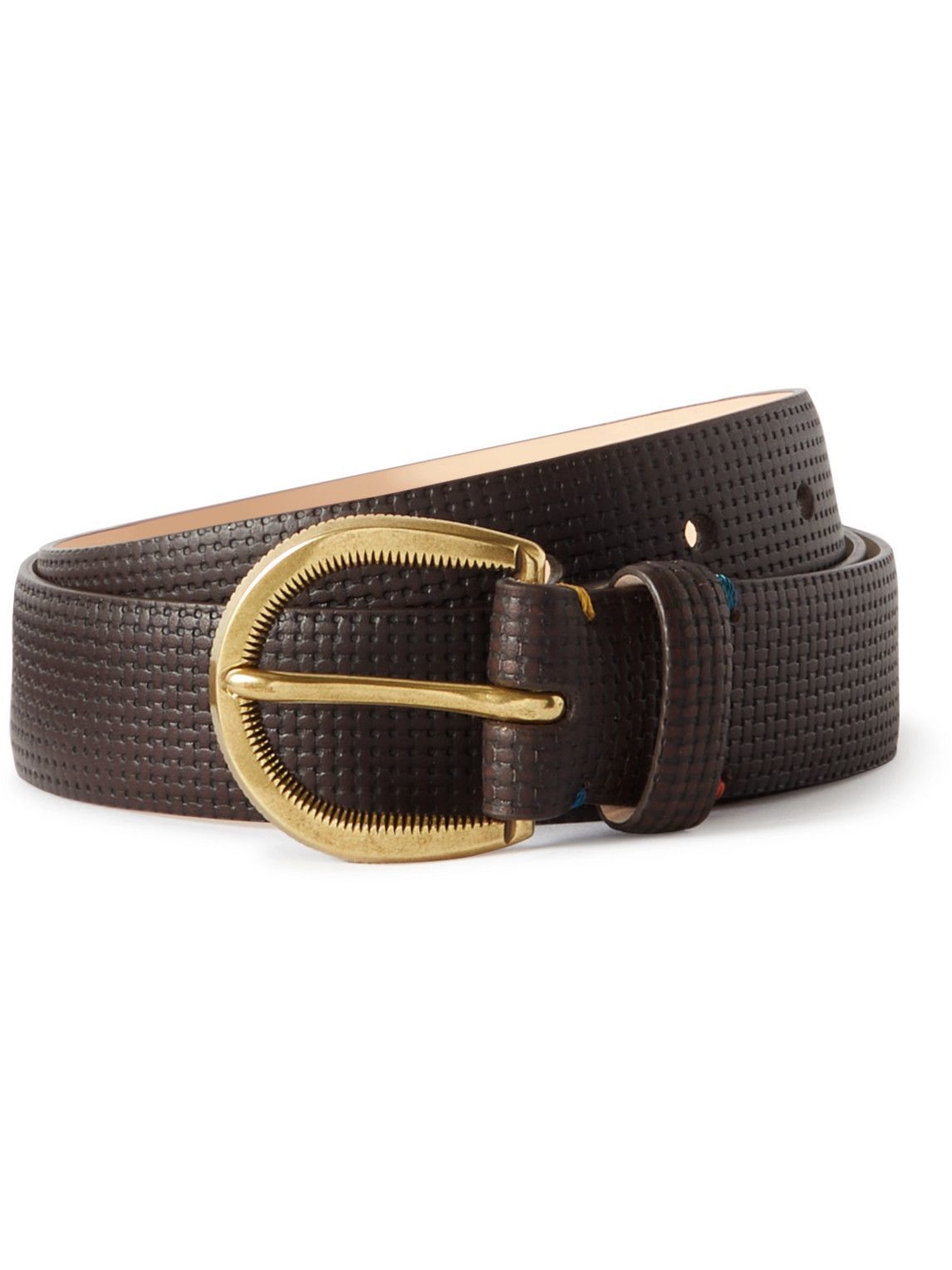 Embossed Leather Belt - Brown