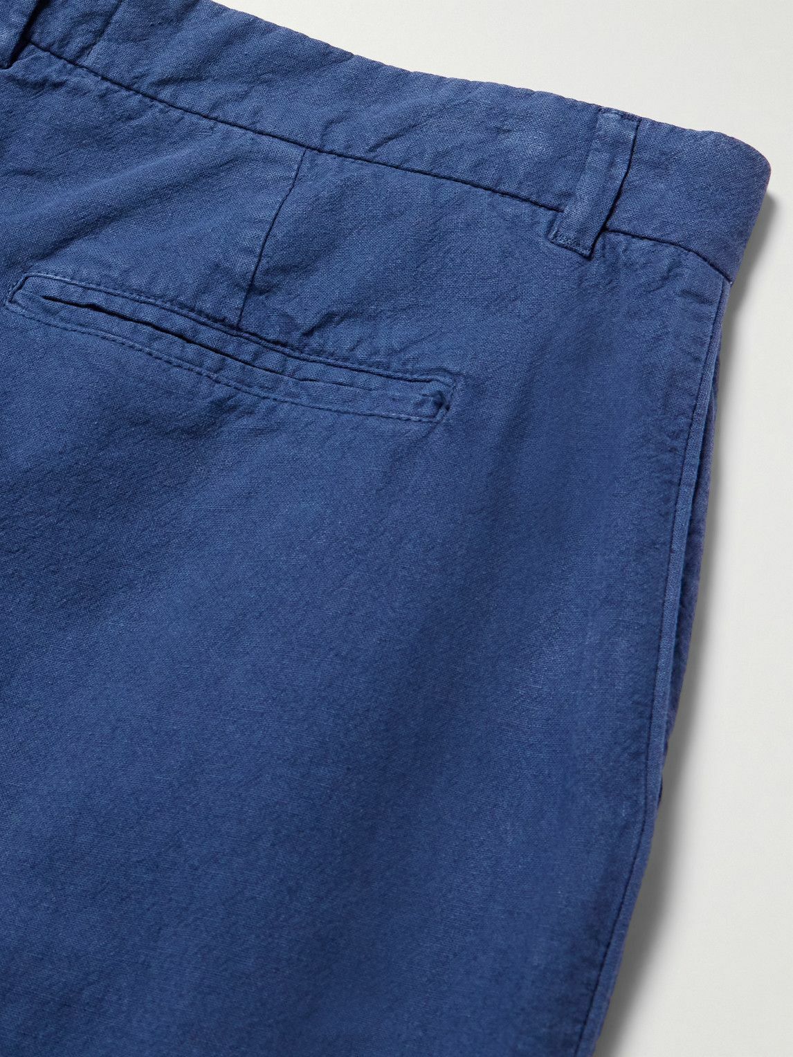 Folk - Straight-Leg Linen and Cotton-Blend Suit Trousers - Blue