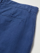 Folk - Straight-Leg Linen and Cotton-Blend Suit Trousers - Blue