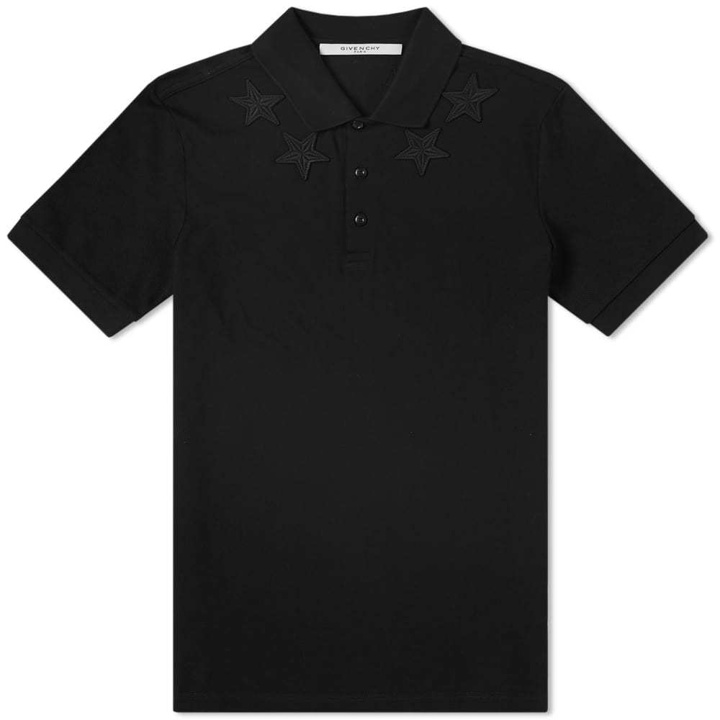 Photo: Givenchy Cuban Embroidered Star Collar Polo Black