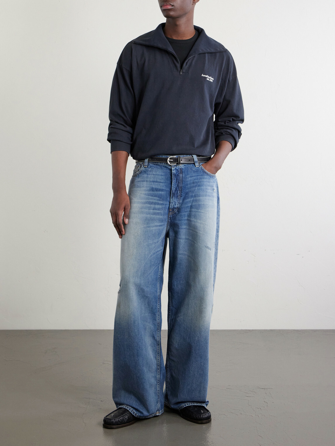 Acne Studios - 2023 Wide-Leg Distressed Jeans - Blue Acne Studios