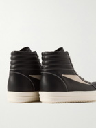 Rick Owens - Vintage Suede-Trimmed Leather High-Top Sneakers - Black