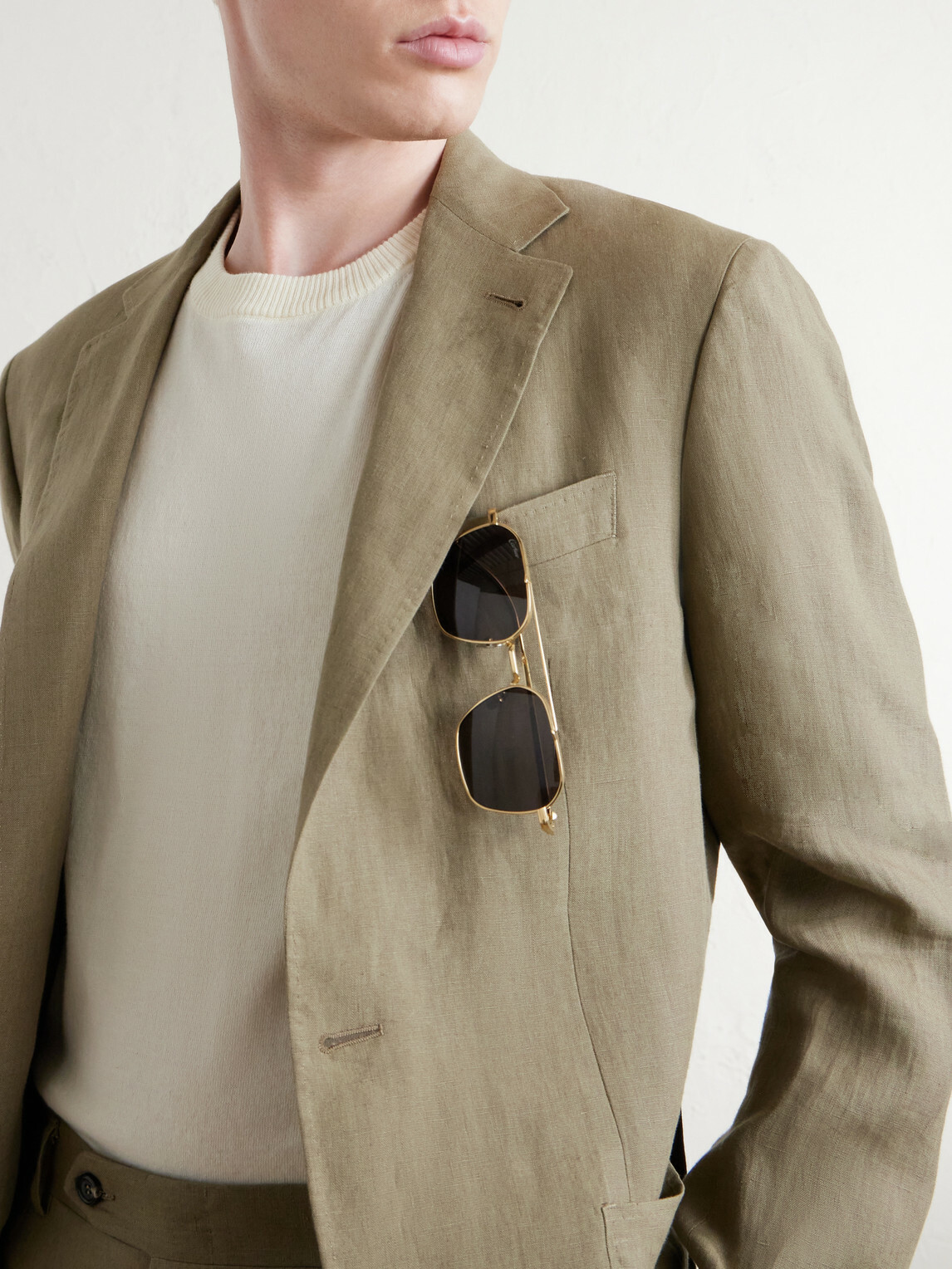 J MUESER - Knitted Cotton T-Shirt - Neutrals