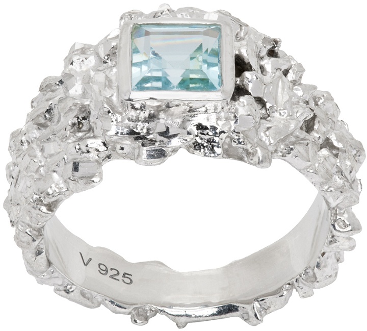 Photo: Veneda Carter SSENSE Exclusive Silver VC017 Hammered Gem Ring