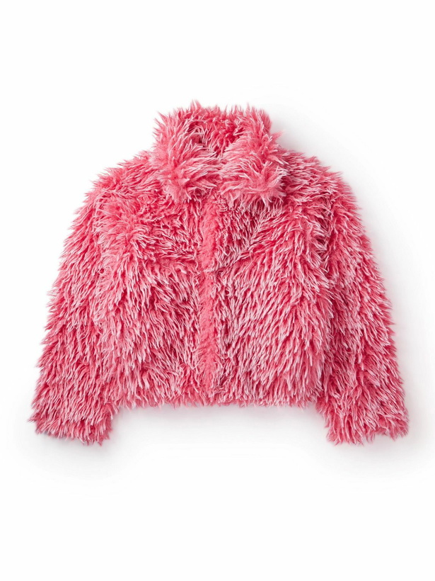 Photo: ERL - Hooded Plush Fabric Jacket - Pink