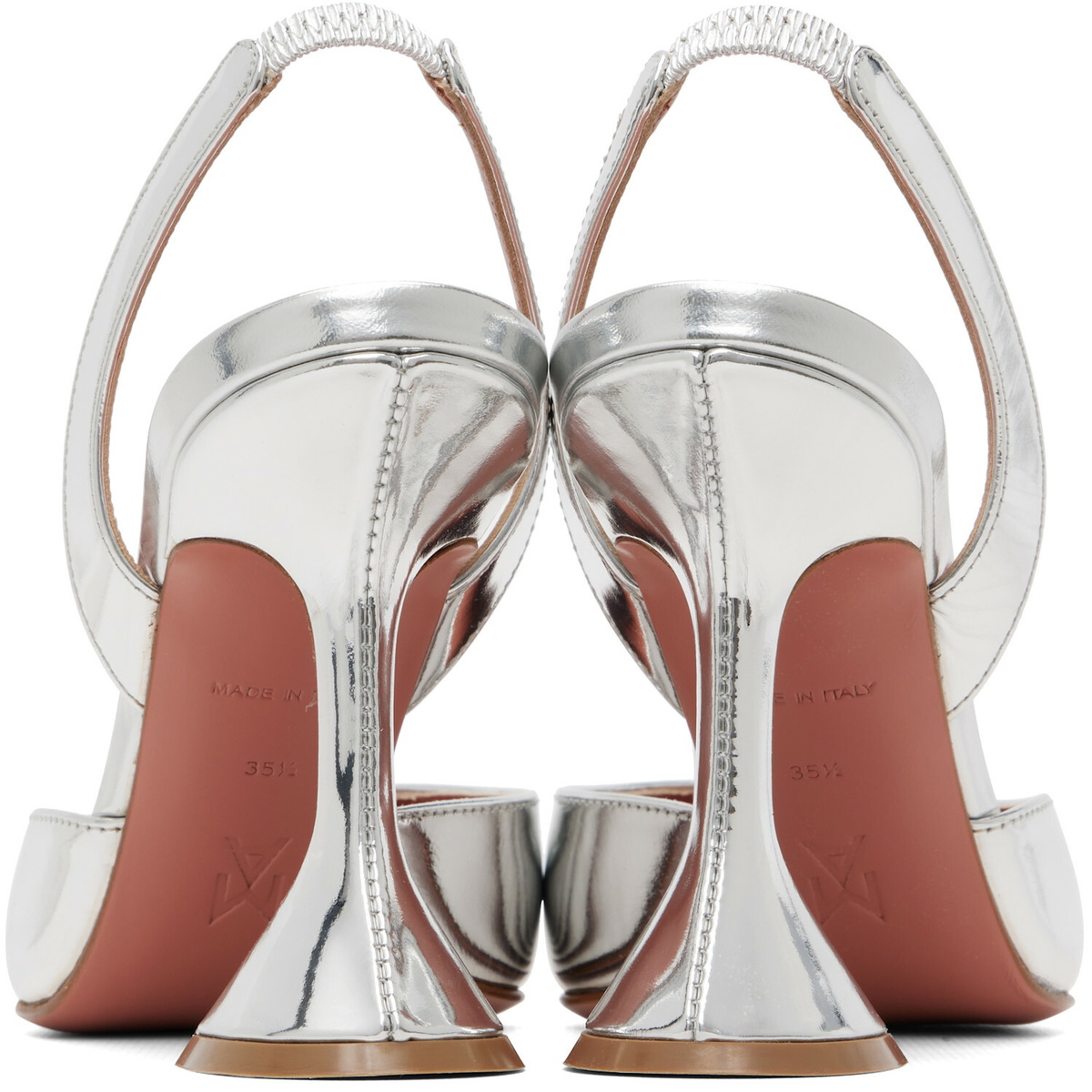 Amina Muaddi Silver Holli Sling 95 Heels