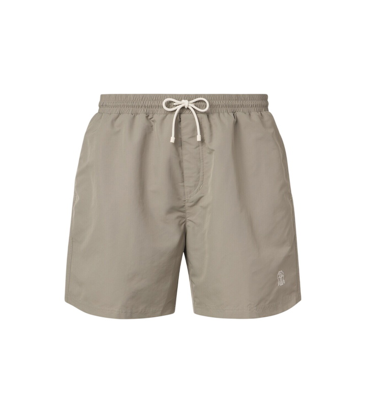 Photo: Brunello Cucinelli Logo swim trunks