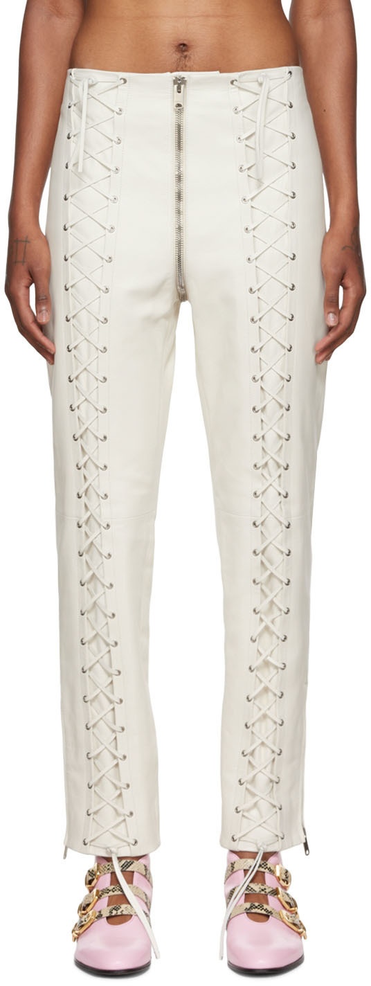 Photo: Gucci Off-White Lace-Up Leather Pants