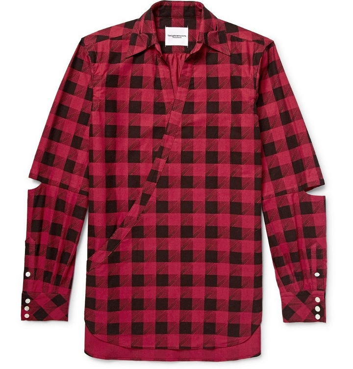 Photo: TAKAHIROMIYASHITA TheSoloist. - Cutout Checked Cotton-Flannel Shirt - Men - Red